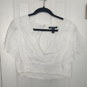 White Cap Sleeve Crop Blouse